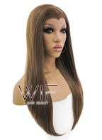 24" Long Straight Brown Lace Front Synthetic Hair Wig LFB019
