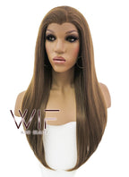 24" Long Straight Brown Lace Front Synthetic Hair Wig LFB019