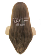 24" Long Straight Brown Lace Front Synthetic Hair Wig LFB019