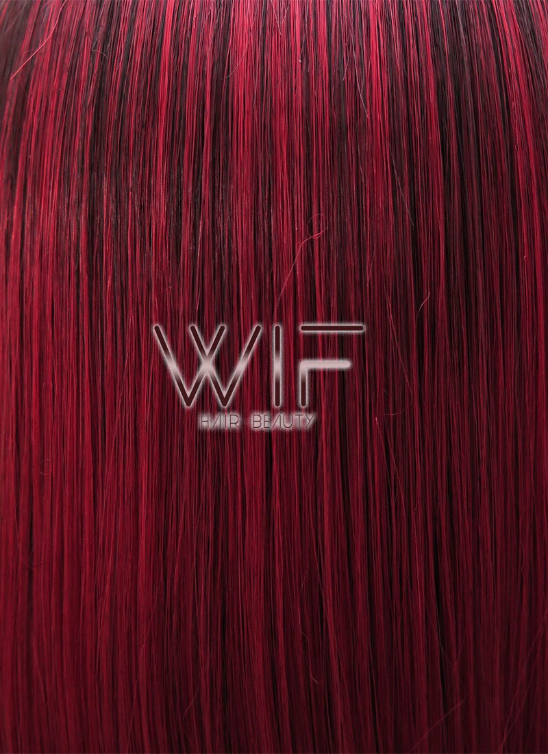 24" Long Straight 2 Tone Red Lace Front Synthetic Hair Wig LFB033