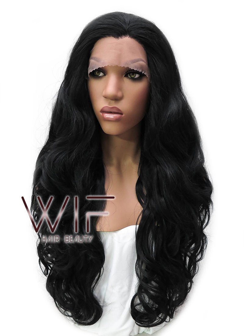26" Long Curly Golden Brown Lace Front Synthetic Hair Wig LFB070