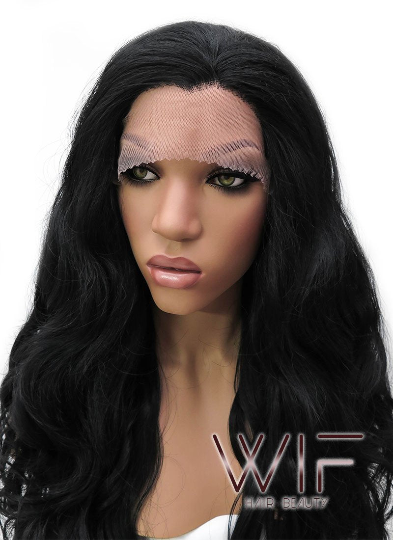 26" Long Curly Golden Brown Lace Front Synthetic Hair Wig LFB070