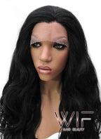 26" Long Curly Golden Brown Lace Front Synthetic Hair Wig LFB070