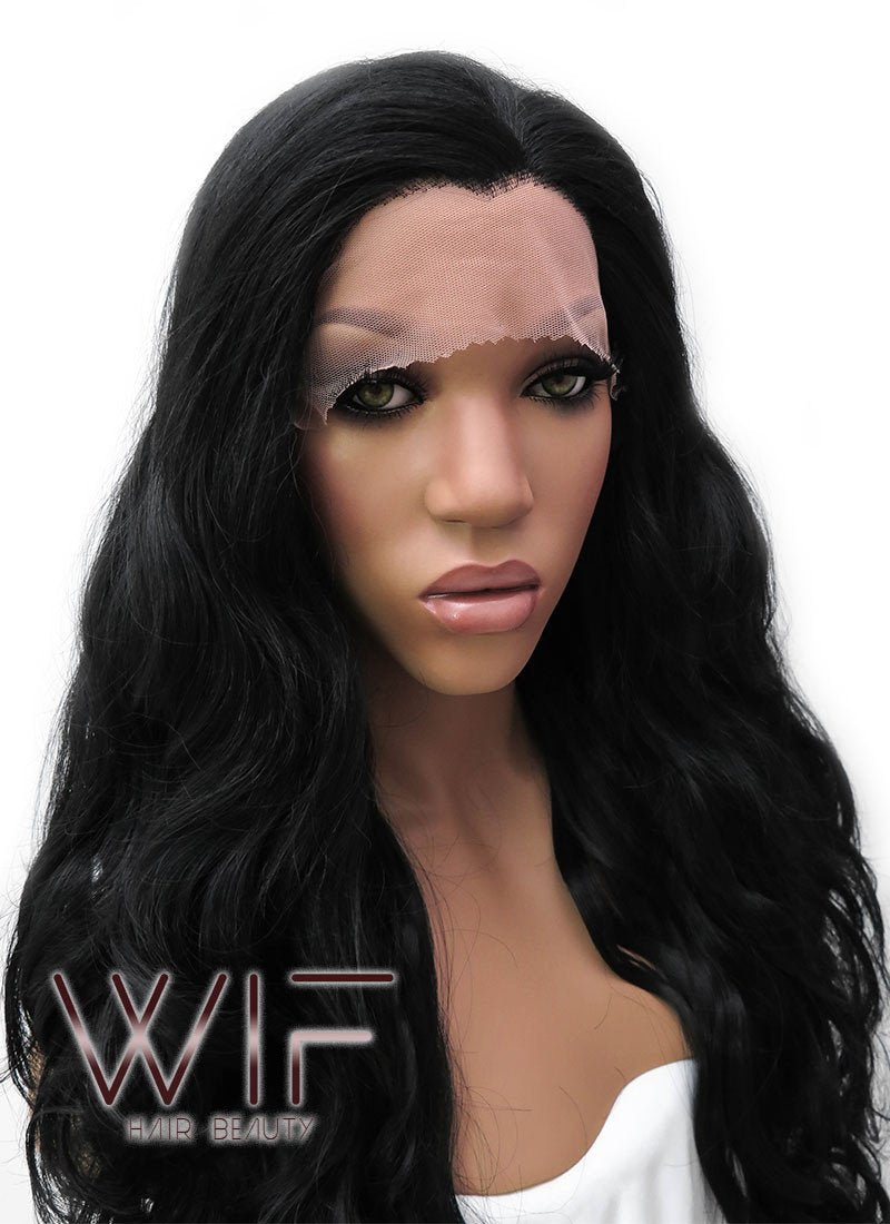 Long Curly Jet Black Lace Front Wig Inspired by Kim Kardashian