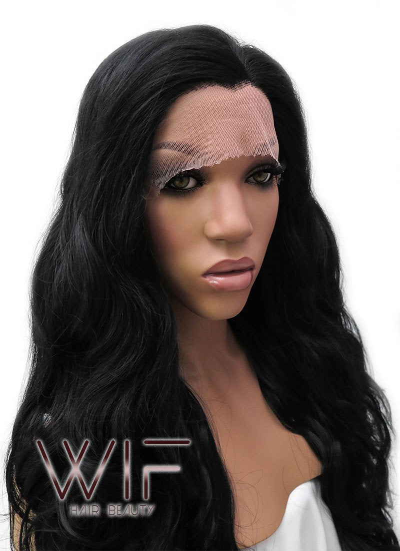 26" Long Curly Golden Brown Lace Front Synthetic Hair Wig LFB070