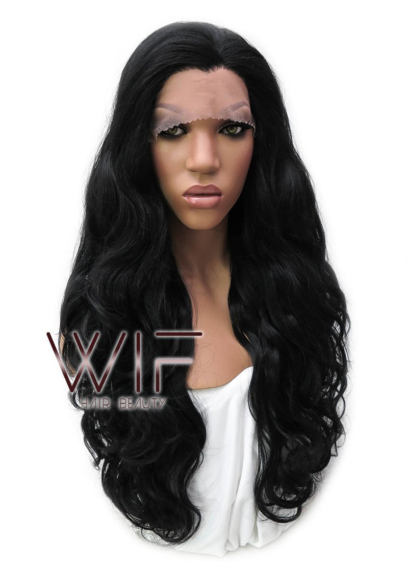 26" Long Curly Golden Brown Lace Front Synthetic Hair Wig LFB070