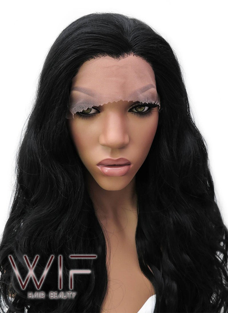 26" Long Curly Golden Brown Lace Front Synthetic Hair Wig LFB070