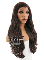 26" Long Curly Brown Lace Front Synthetic Hair Wig LFB081