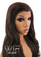 26" Long Curly Brown Lace Front Synthetic Hair Wig LFB081