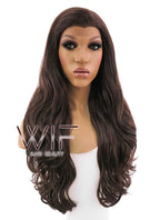 26" Long Curly Brown Lace Front Synthetic Hair Wig LFB081