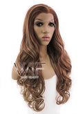 26" Wavy Brown Mixed Blonde Lace Front Synthetic Wig LFB083