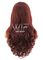 24" Long Curly Light Reddish Brown Lace Front Synthetic Hair Wig LFB132