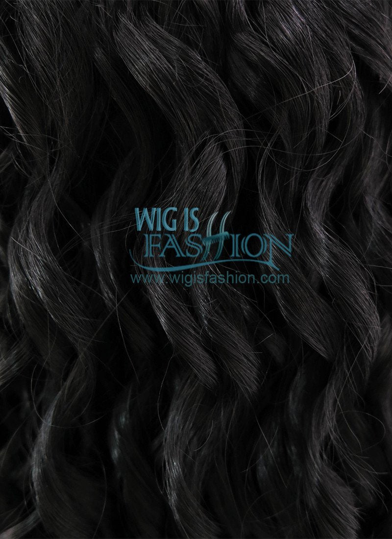 26" Long Spiral Black Lace Front Synthetic Hair Wig LFB166