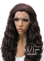 26" Long Curly Golden Brown Lace Front Synthetic Hair Wig LFB069