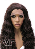 26" Long Curly Golden Brown Lace Front Synthetic Hair Wig LFB069