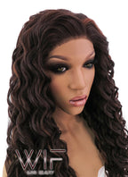 26" Long Spiral Dark Brown Lace Front Synthetic Hair Wig LFB171