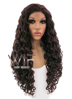 26" Long Spiral Dark Brown Lace Front Synthetic Hair Wig LFB171