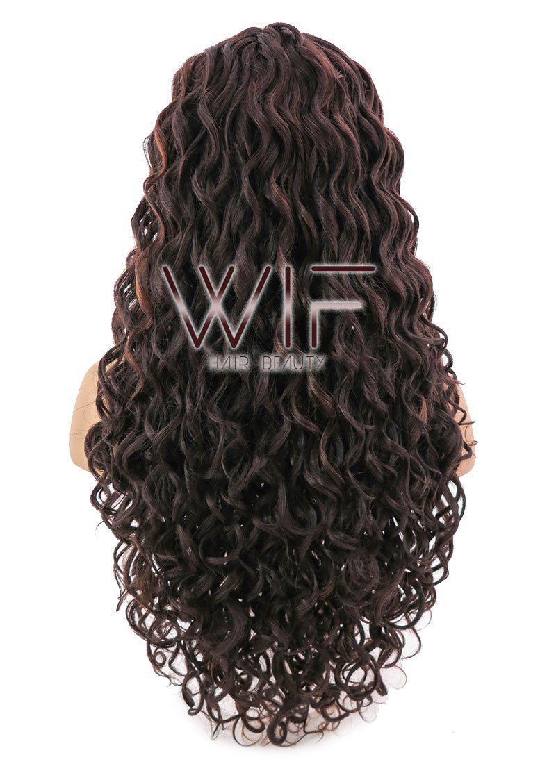 26" Long Spiral Dark Brown Lace Front Synthetic Hair Wig LFB171