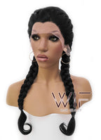 24" Black French Braid Lace Front Synthetic Wig LFB2006