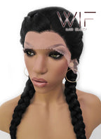 24" Black French Braid Lace Front Synthetic Wig LFB2006