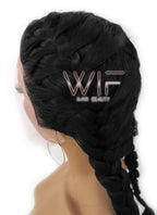 24" Black French Braid Lace Front Synthetic Wig LFB2006