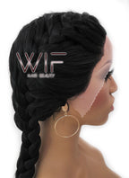 24" Black French Braid Lace Front Synthetic Wig LFB2006