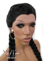 24" Black French Braid Lace Front Synthetic Wig LFB2006