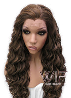 26" Long Spiral Brown Lace Front Synthetic Hair Wig LFB243