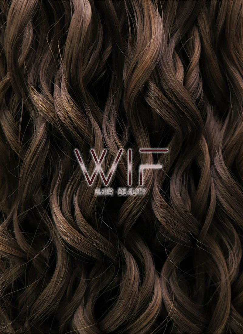 26" Long Spiral Brown Lace Front Synthetic Hair Wig LFB243