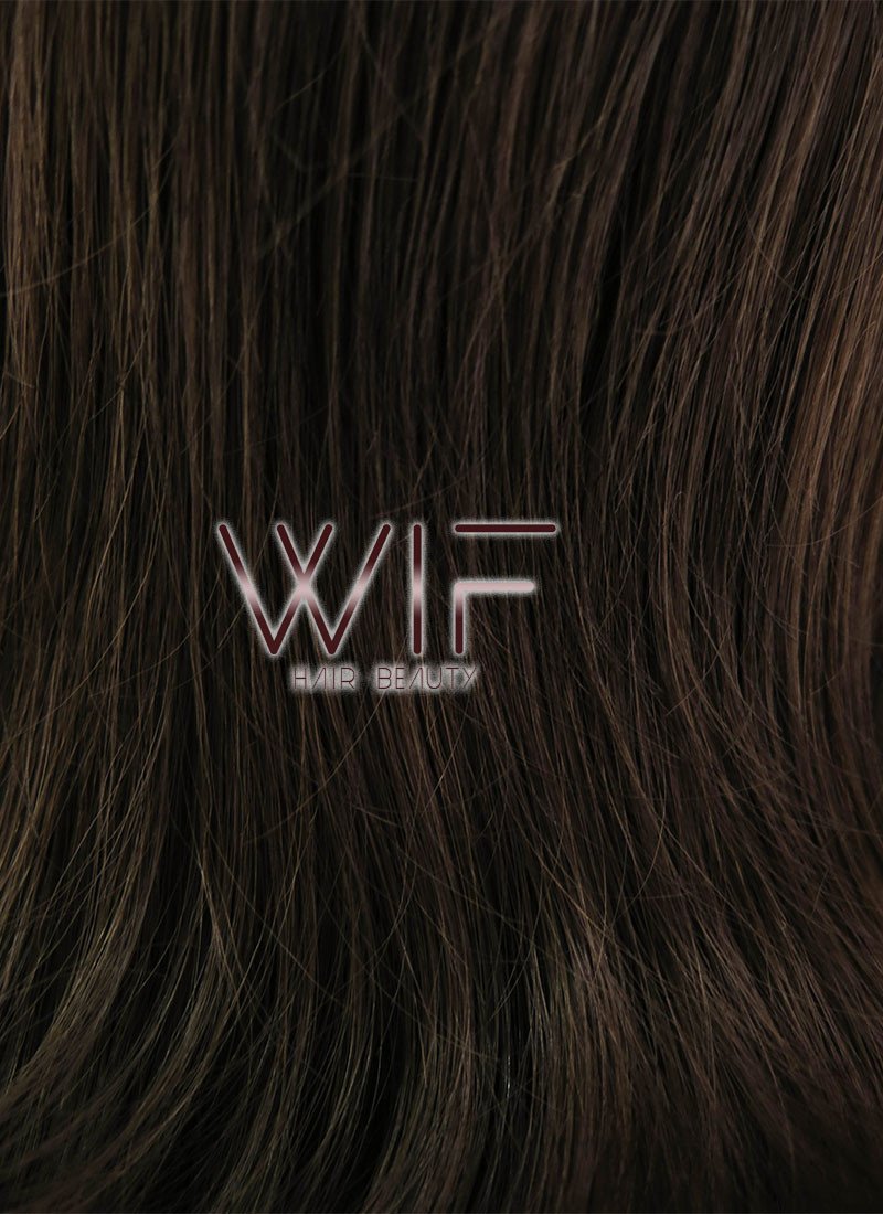 16" Medium Curly Brown Lace Front Synthetic Hair Wig LFB256