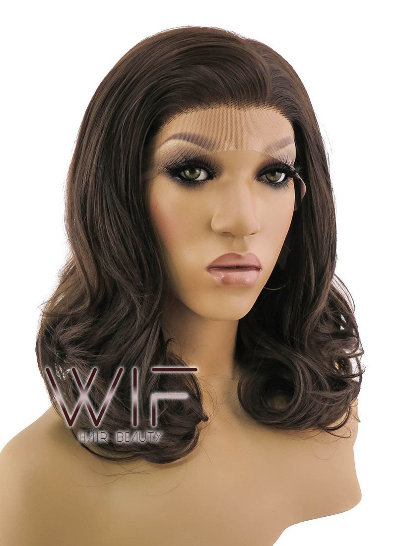 16" Wavy Brown Lace Front Synthetic Wig LFB256