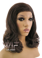 16" Medium Curly Brown Lace Front Synthetic Hair Wig LFB256