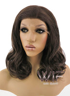 16" Medium Curly Brown Lace Front Synthetic Hair Wig LFB256