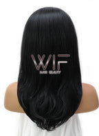 14" Medium Wavy Jet Black Lace Front Synthetic Hair Wig LFB262