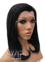14" Medium Wavy Jet Black Lace Front Synthetic Hair Wig LFB262