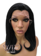14" Medium Wavy Jet Black Lace Front Synthetic Hair Wig LFB262