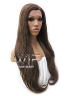 26" Long Curly Medium Brown with Golden Brown Lace Front Synthetic Hair Wig LFB321