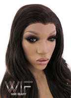 24" Long Curly 2 Tone Brown Lace Front Synthetic Hair Wig LFB361