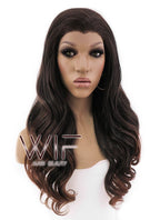 24" Long Curly 2 Tone Brown Lace Front Synthetic Hair Wig LFB361