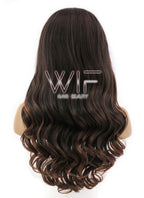 24" Long Curly 2 Tone Brown Lace Front Synthetic Hair Wig LFB361