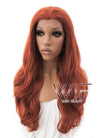 24" Long Curly Mixed Reddish Brown Lace Front Synthetic Hair Wig LFB362