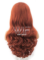 24" Long Curly Mixed Reddish Brown Lace Front Synthetic Hair Wig LFB362