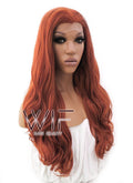 24" Long Curly Mixed Reddish Brown Lace Front Synthetic Hair Wig LFB362