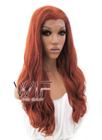 24" Long Curly Mixed Reddish Brown Lace Front Synthetic Hair Wig LFB362