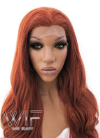 24" Long Curly Mixed Reddish Brown Lace Front Synthetic Hair Wig LFB362