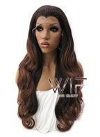 26" Long Curly 2 Tone Brown Lace Front Synthetic Fashion Wig LFB365