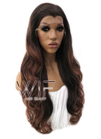 26" Long Curly 2 Tone Brown Lace Front Synthetic Fashion Wig LFB365