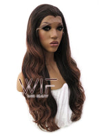 26" Long Curly 2 Tone Brown Lace Front Synthetic Fashion Wig LFB365
