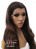 26" Long Curly 2 Tone Brown Lace Front Synthetic Fashion Wig LFB365