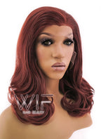 16" Wavy Reddish Brown Lace Front Synthetic Wig LFB366